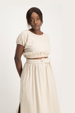 Annika Elasticated Linen Top - Beige