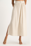 Palesa Linen Midi Skirt - Beige