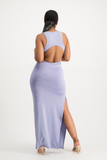Melanie Open Back Maxi Dress with Slit - Persian Violet