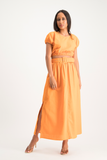 Annika Elasticated Linen Top - Orange
