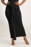 Savannah Wrap Tie Detail Skirt - Black