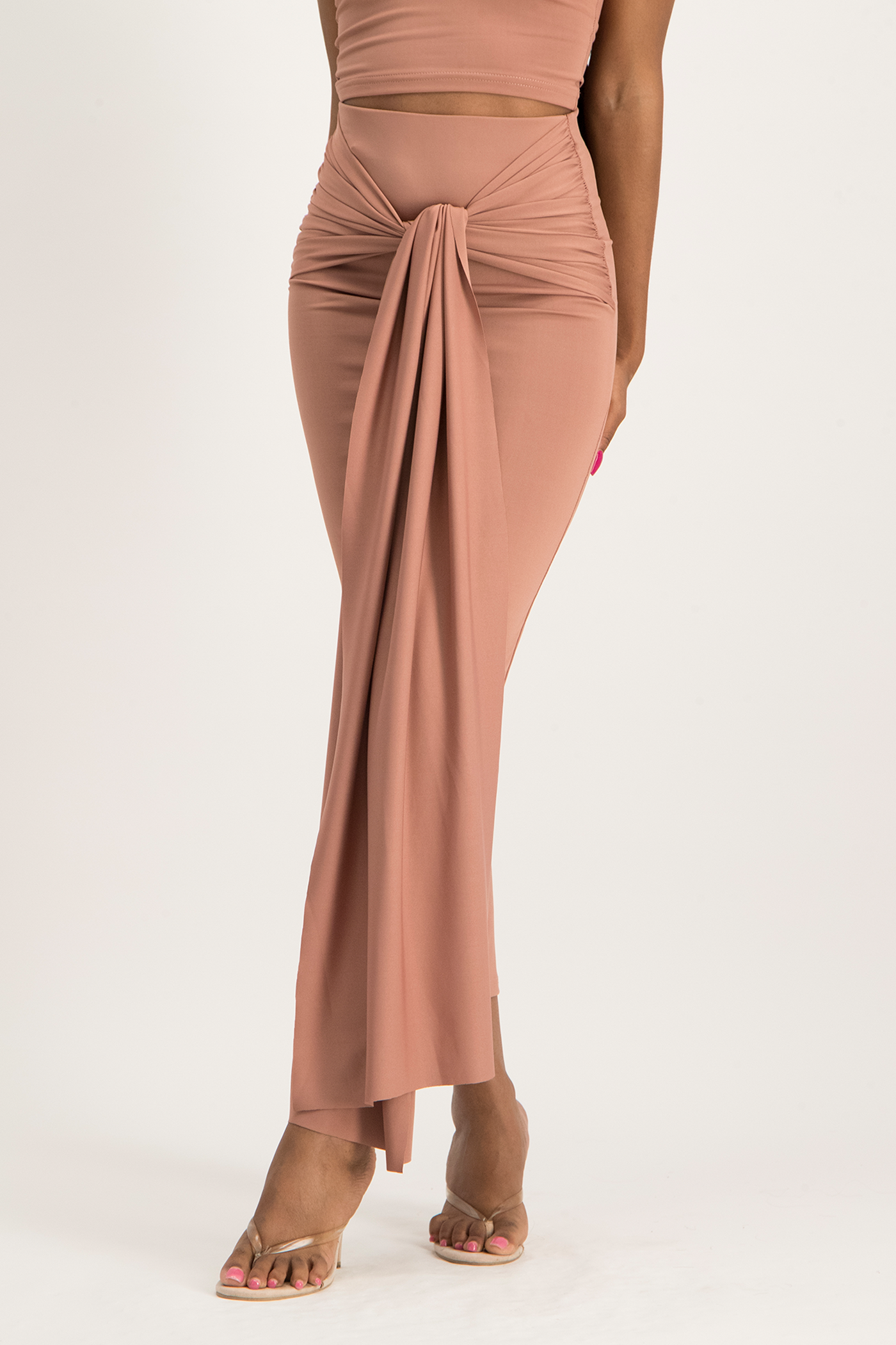 Savannah Wrap Tie Detail Skirt - Blush