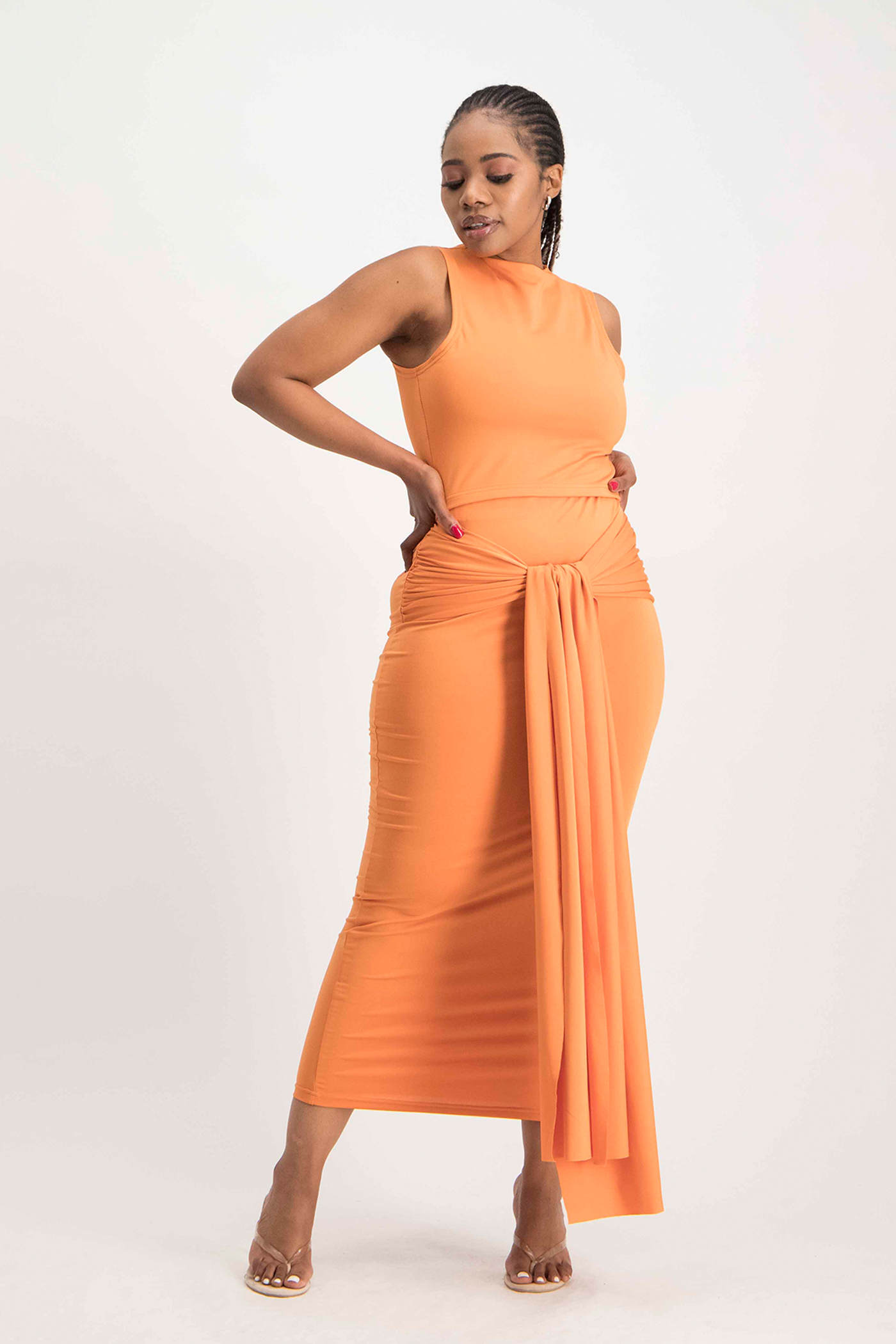 Savannah Wrap Tie Detail Skirt Dusty Orange Shop Brett Robson