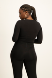Giana Square Neck Bodysuit - Black