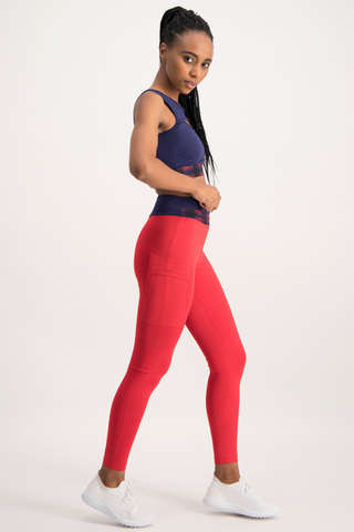 Active Legging with Elasticated Waist - Red