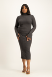 Avery Poloneck Dress - Charcoal
