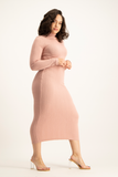 Avery Poloneck Dress - Blush